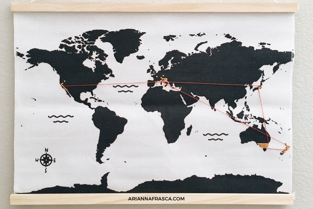 How to Embroidery Your Trip in a Cross Stitch World Map