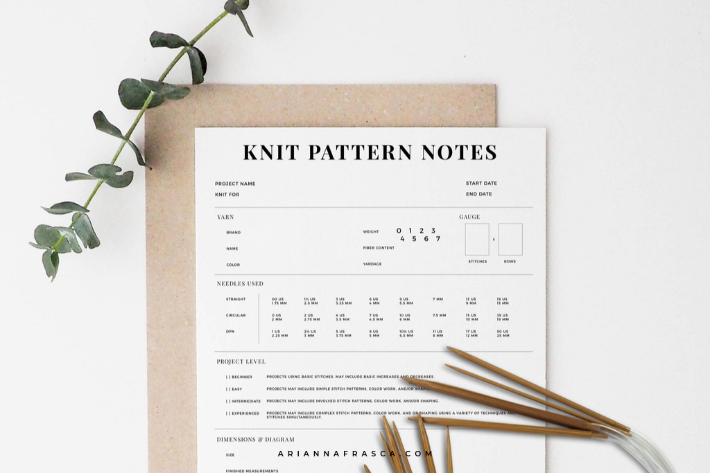 Free Simple Project Planner for the Knitter