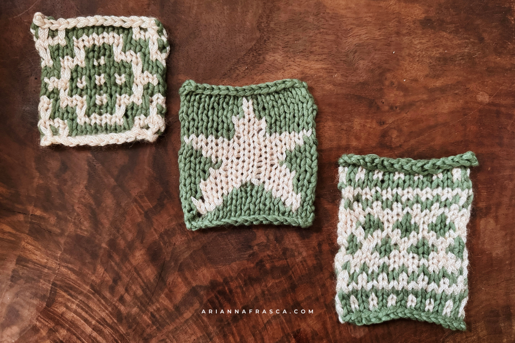 28 days challenge – FREE beginner-friendly knitted coaster patterns – Coasters 5-7