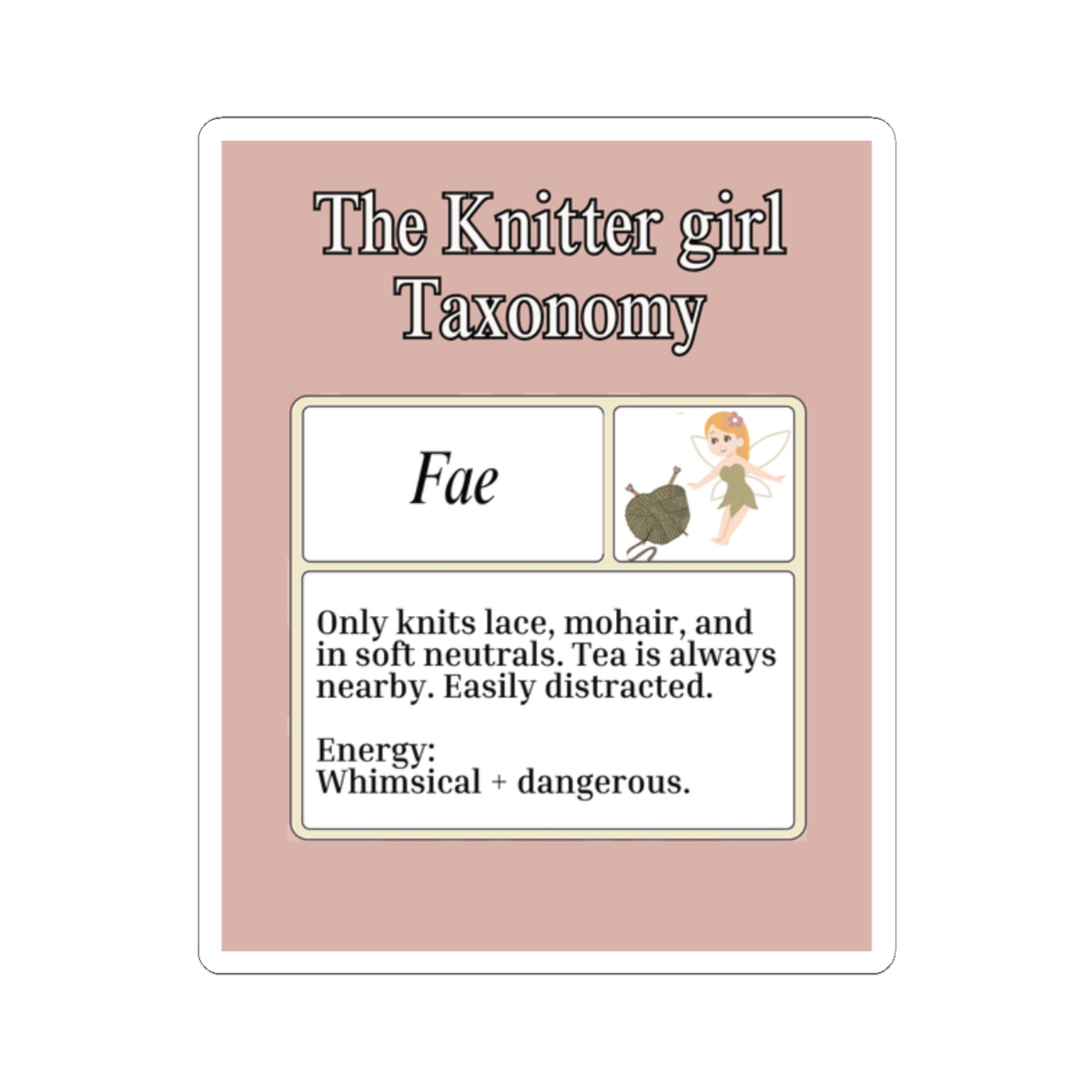 Taxonomy Stickers Knitter Girl Taxonomy™ Sticker - Fae - Arianna Frasca